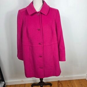 Talbots Woman Petite Pink Wool Blend SZ  12W P Button Front Coat